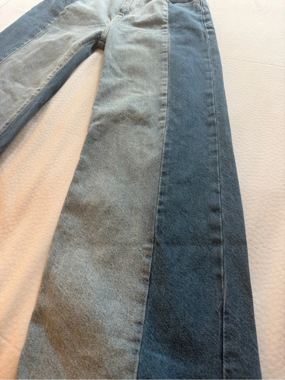 Old Navy Two-Tone Wide Leg Jeans in Light Blue and Dark Blue
